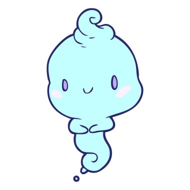 Parlak neon renkli şirin çizgi film hayaleti.