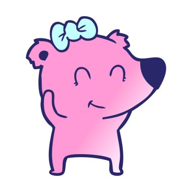 Ayıcık çizgi film karakteri parlak neon renkleriyle