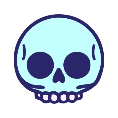 Parlak neon renkte geleneksel bir kafatası dövmesi