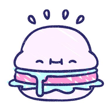 Sevimli Burger Tebeşiri Parlak neon renklerle çiziyor
