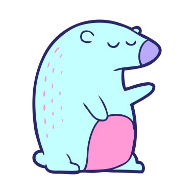 parlak neon renkli çizgi film ayısı