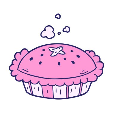 Sıcak çizgi film pastası fırından yeni çıkmış, parlak neon renkli.