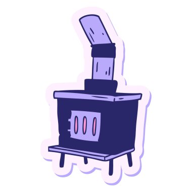 Parlak neon renkli bir ev fırınının el çizimi karikatürü.