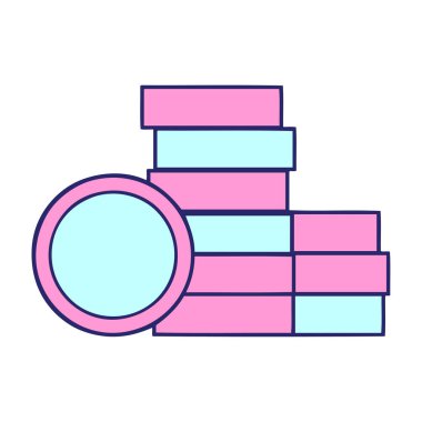 Parlak neon renkli şirin sikke karikatürleri