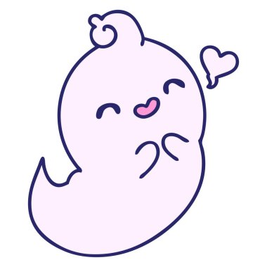 Parlak neon renkli aşık şirin bir hayaletin çizgi filmi.