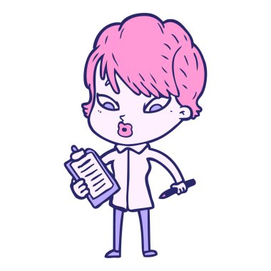 parlak neon renkli çizgi film kadını