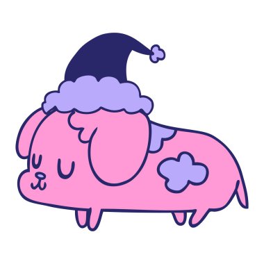 Parlak neon renkli şirin Noel yavrusu.