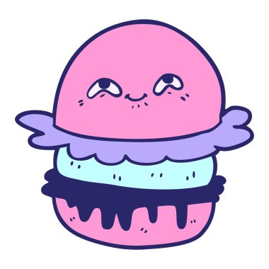 çizgi film fast food hamburgeri parlak neon renklerle