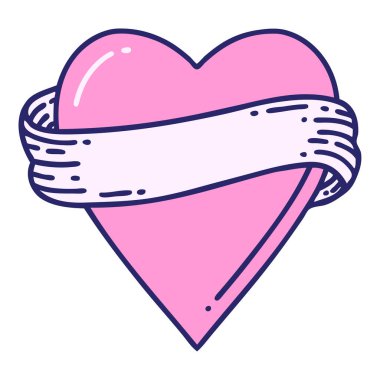 geleneksel kalp şeklinde dövme ve parlak neon renklerde pankart