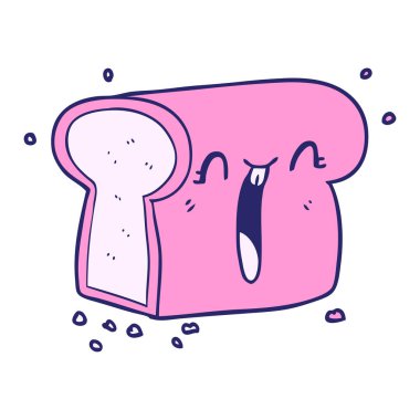 neon renkli gülen somun ekmek çizgi filmi