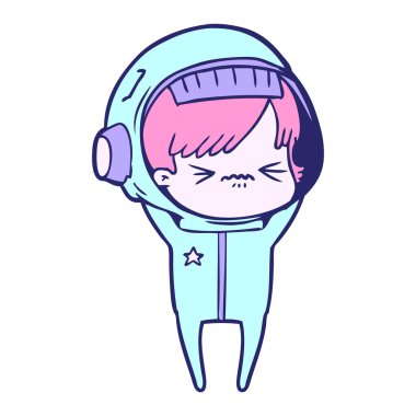 Parlak neon renkli kızgın çizgi film kızı.