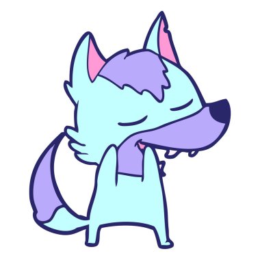 çizgi film kurdu parlak neon renklerle gülüyor.