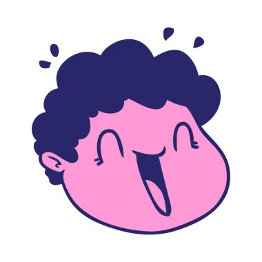 parlak neon renkli çizgi film erkek yüzü