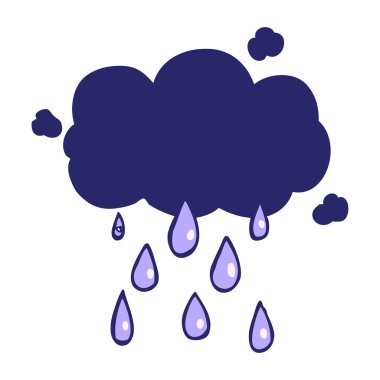 çizgi film bulutları parlak neon renklerle yağmur yağar