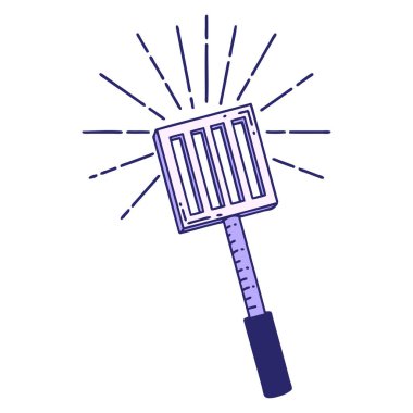 Parlak neon renkli geleneksel dövme stili mutfak spatulasının çizimi