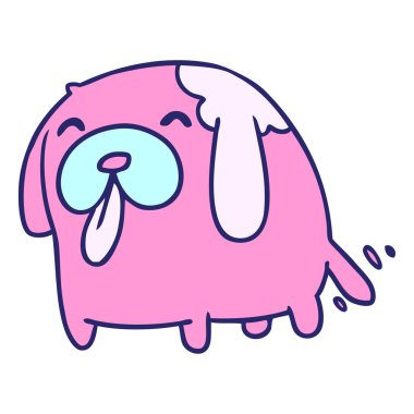 parlak neon renkli şirin bir köpeğin çizimi kawaii