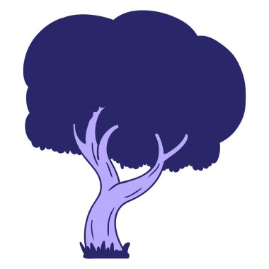 Parlak neon renkli bir yaz ağacının el çizimi karalaması.