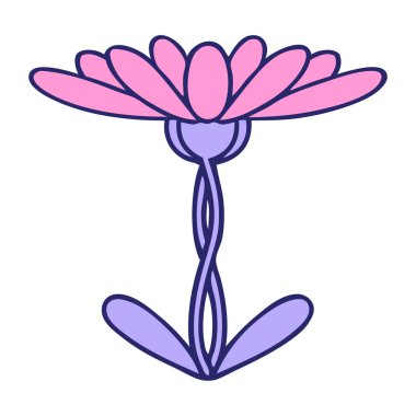 Parlak neon renkli bir çiçek karikatürü.