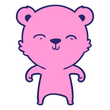 Parlak neon renkli mutlu çizgi film ayısı.