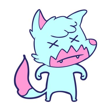 parlak neon renkli ölü tilki çizgi film karakteri