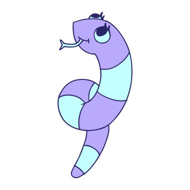 parlak neon renkli şirin bir yılanın kawaii çizimi