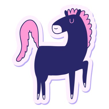 Parlak neon renkli mutlu bir atın çıkartması.