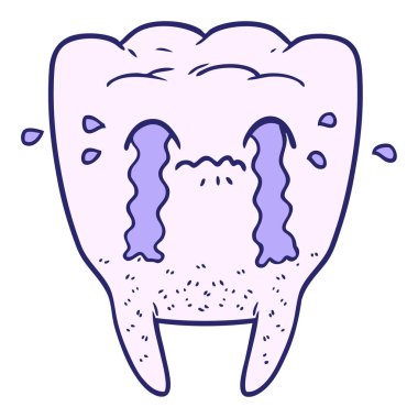 çizgi film dişleri parlak neon renklerle ağlar.