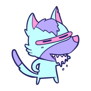 çizgi film aç kurt parlak neon renkler içinde