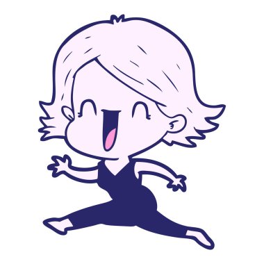 parlak neon renkli mutlu kadın çizgi filmi