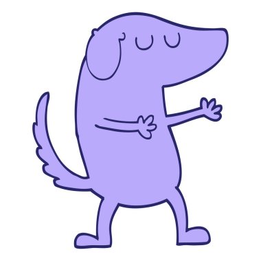 El çizimi çizgi film tarzı parlak neon renkli mutlu köpek.