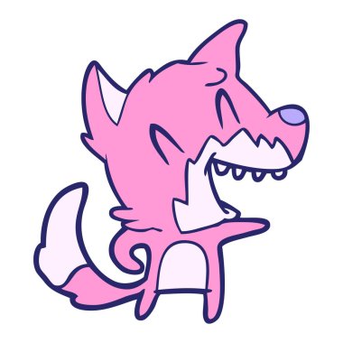 Parlak neon renkli gülen tilki çizgi filmi