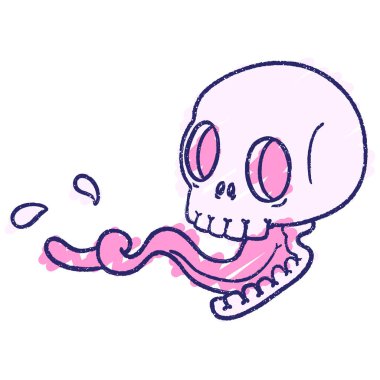 Ürkütücü Kafatası Tebeşiri Parlak neon renklerle çiziyor