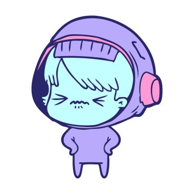 Parlak neon renkli kalçaları olan kızgın çizgi film kızı.