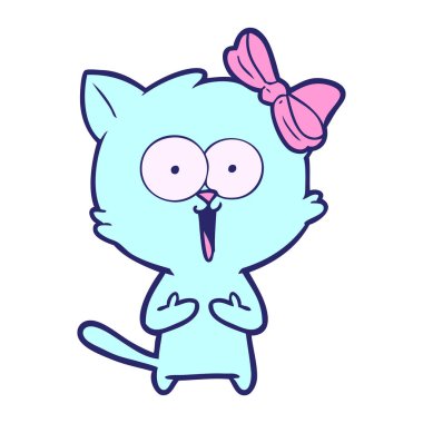 parlak neon renkli çizgi film kedisi