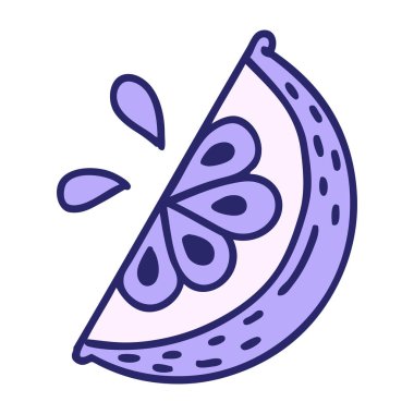 Parlak neon renkli bir limon diliminin ikonik dövme şekli