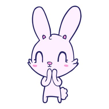 Parlak neon renkli şirin çizgi film tavşanı