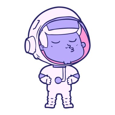 parlak neon renkli kendine güvenen astronot çizgi filmi