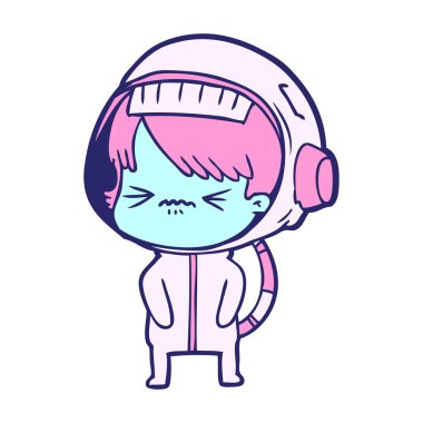 Parlak neon renkli kızgın çizgi film kızı.