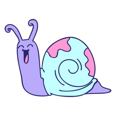 Parlak neon renklerle çizilmiş tuhaf çizgi film kelebeği.