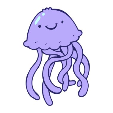 parlak neon renkli mutlu denizanası çizgi filmi