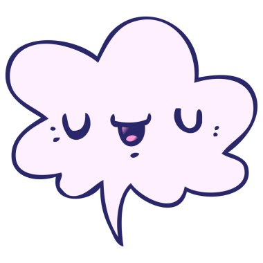 Konuşma baloncuğu ile mutlu çizgi film yüzü parlak neon renkleri ile pürüzsüz gradyan tarzı