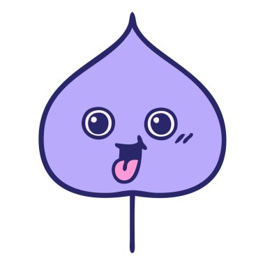 Parlak neon renkli dışavurumsal yaprağın sevimli karikatürü