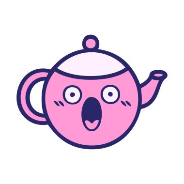 Parlak neon renkli bir çaydanlık karikatürü.