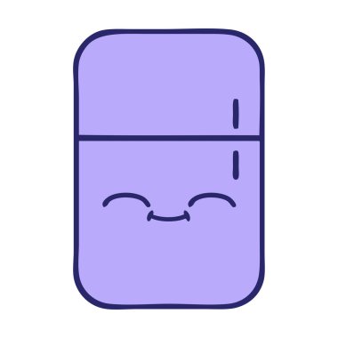 Buzdolabının parlak neon renkli şirin bir karikatürü.