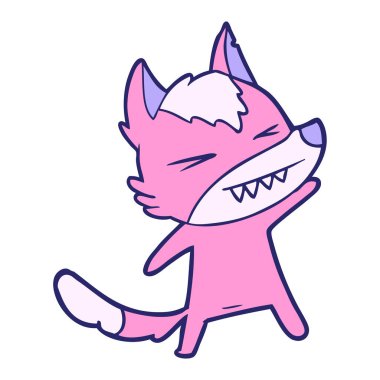 Parlak neon renkli kızgın kurt çizgi filmi