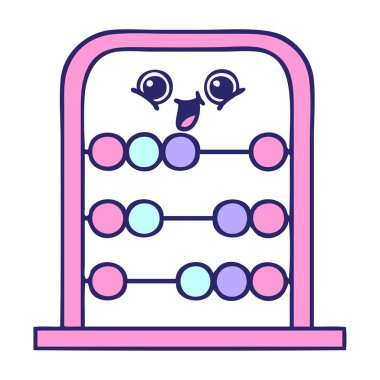 Parlak neon renkli bir abaküs karikatürü.