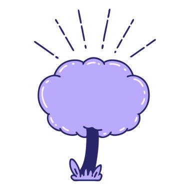 Parlak neon renkli geleneksel dövme ağacının çizimi