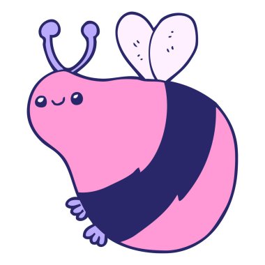 parlak neon renkli çizgi film arısı