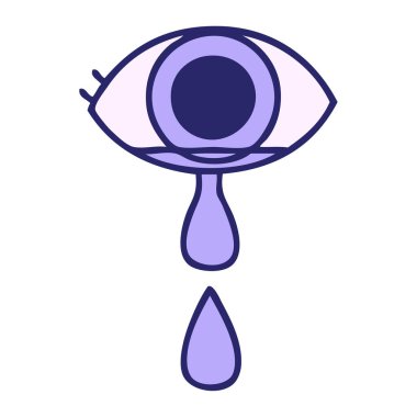 Parlak neon renkte ağlayan bir göz karikatürü.