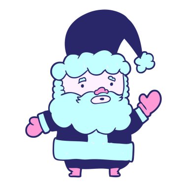 çizgi film Noel Baba parlak neon renklerle el sallıyor